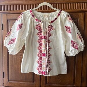 Solitaire Boho Flowy Embroidered Summer Top | Size S